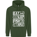 Eat Sleep Fish Funny Fishing Fisherman Childrens Kids Hoodie Forest Green