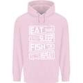 Eat Sleep Fish Funny Fishing Fisherman Childrens Kids Hoodie Light Pink