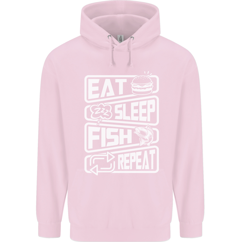 Eat Sleep Fish Funny Fishing Fisherman Childrens Kids Hoodie Light Pink