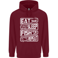 Eat Sleep Fish Funny Fishing Fisherman Childrens Kids Hoodie Maroon