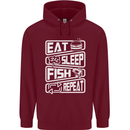 Eat Sleep Fish Funny Fishing Fisherman Childrens Kids Hoodie Maroon