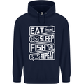 Eat Sleep Fish Funny Fishing Fisherman Childrens Kids Hoodie Navy Blue