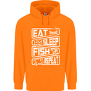 Eat Sleep Fish Funny Fishing Fisherman Childrens Kids Hoodie Orange