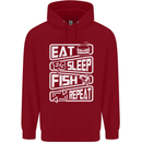 Eat Sleep Fish Funny Fishing Fisherman Childrens Kids Hoodie Red