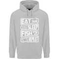 Eat Sleep Fish Funny Fishing Fisherman Childrens Kids Hoodie Sports Grey
