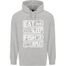 Eat Sleep Fish Funny Fishing Fisherman Childrens Kids Hoodie Sports Grey