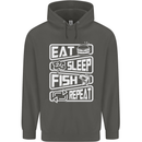 Eat Sleep Fish Funny Fishing Fisherman Childrens Kids Hoodie Storm Grey