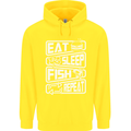 Eat Sleep Fish Funny Fishing Fisherman Childrens Kids Hoodie Yellow