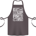 Eat Sleep Fish Funny Fishing Fisherman Cotton Apron 100% Organic Dark Grey