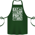 Eat Sleep Fish Funny Fishing Fisherman Cotton Apron 100% Organic Forest Green