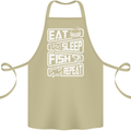 Eat Sleep Fish Funny Fishing Fisherman Cotton Apron 100% Organic Khaki