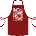 Eat Sleep Fish Funny Fishing Fisherman Cotton Apron 100% Organic Maroon