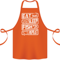 Eat Sleep Fish Funny Fishing Fisherman Cotton Apron 100% Organic Orange