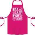 Eat Sleep Fish Funny Fishing Fisherman Cotton Apron 100% Organic Pink