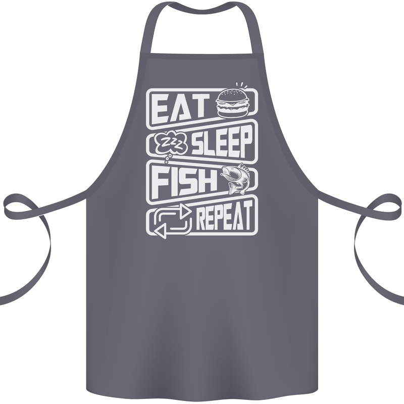 Eat Sleep Fish Funny Fishing Fisherman Cotton Apron 100% Organic Steel