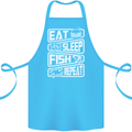 Eat Sleep Fish Funny Fishing Fisherman Cotton Apron 100% Organic Turquoise