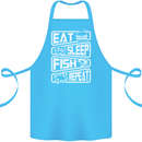 Eat Sleep Fish Funny Fishing Fisherman Cotton Apron 100% Organic Turquoise