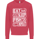 Eat Sleep Fish Funny Fishing Fisherman Kids Sweatshirt Jumper Heliconia
