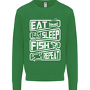 Eat Sleep Fish Funny Fishing Fisherman Kids Sweatshirt Jumper Irish Green