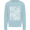 Eat Sleep Fish Funny Fishing Fisherman Kids Sweatshirt Jumper Light Blue