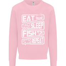Eat Sleep Fish Funny Fishing Fisherman Kids Sweatshirt Jumper Light Pink