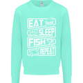 Eat Sleep Fish Funny Fishing Fisherman Kids Sweatshirt Jumper Peppermint