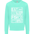 Eat Sleep Fish Funny Fishing Fisherman Kids Sweatshirt Jumper Peppermint