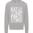 Eat Sleep Fish Funny Fishing Fisherman Kids Sweatshirt Jumper Sports Grey