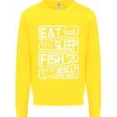 Eat Sleep Fish Funny Fishing Fisherman Kids Sweatshirt Jumper Yellow