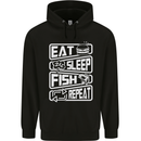 Eat Sleep Fish Funny Fishing Fisherman Mens 80% Cotton Hoodie Black