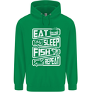 Eat Sleep Fish Funny Fishing Fisherman Mens 80% Cotton Hoodie Irish Green