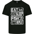 Eat Sleep Fish Funny Fishing Fisherman Mens Cotton T-Shirt Tee Top Black