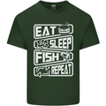 Eat Sleep Fish Funny Fishing Fisherman Mens Cotton T-Shirt Tee Top Forest Green