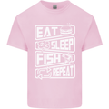 Eat Sleep Fish Funny Fishing Fisherman Mens Cotton T-Shirt Tee Top Light Pink