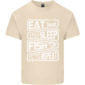 Eat Sleep Fish Funny Fishing Fisherman Mens Cotton T-Shirt Tee Top Natural