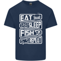 Eat Sleep Fish Funny Fishing Fisherman Mens Cotton T-Shirt Tee Top Navy Blue