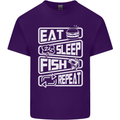 Eat Sleep Fish Funny Fishing Fisherman Mens Cotton T-Shirt Tee Top Purple