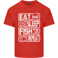 Eat Sleep Fish Funny Fishing Fisherman Mens Cotton T-Shirt Tee Top Red