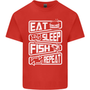 Eat Sleep Fish Funny Fishing Fisherman Mens Cotton T-Shirt Tee Top Red