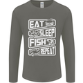 Eat Sleep Fish Funny Fishing Fisherman Mens Long Sleeve T-Shirt Charcoal