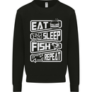 Eat Sleep Fish Funny Fishing Fisherman Mens Sweatshirt Jumper Black