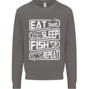 Eat Sleep Fish Funny Fishing Fisherman Mens Sweatshirt Jumper Charcoal