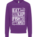 Eat Sleep Fish Funny Fishing Fisherman Mens Sweatshirt Jumper Purple