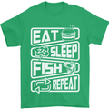 Eat Sleep Fish Funny Fishing Fisherman Mens T-Shirt Cotton Gildan Irish Green