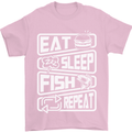 Eat Sleep Fish Funny Fishing Fisherman Mens T-Shirt Cotton Gildan Light Pink