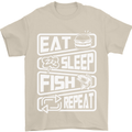 Eat Sleep Fish Funny Fishing Fisherman Mens T-Shirt Cotton Gildan Sand