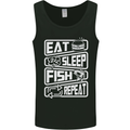 Eat Sleep Fish Funny Fishing Fisherman Mens Vest Tank Top Black