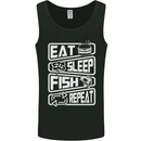 Eat Sleep Fish Funny Fishing Fisherman Mens Vest Tank Top Black