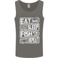 Eat Sleep Fish Funny Fishing Fisherman Mens Vest Tank Top Charcoal