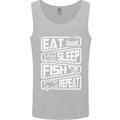 Eat Sleep Fish Funny Fishing Fisherman Mens Vest Tank Top Sports Grey